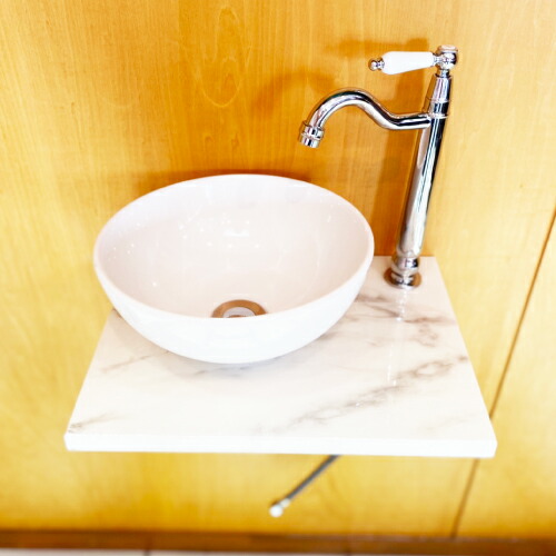 洗面台 交換 セット リフォーム おしゃれ コンパクト 洗面ボウル 丸型 レジン 樹脂 綺麗 可愛い 白 ホワイト 銀 シルバー マーブル調 エポキシカウンター 単水栓の6点セット 幅400 奥行300 セット15 B h Jewcset 1 septicin Com