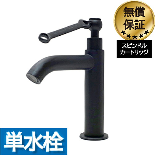 蛇口 交換 シングルレバーハンドル リフォーム 洗面 水栓 おしゃれ 水栓金具 単水栓 ブラック （黒） 水回り インテリア 奥行16 吐水口高9 cm INK-0302057HM-2