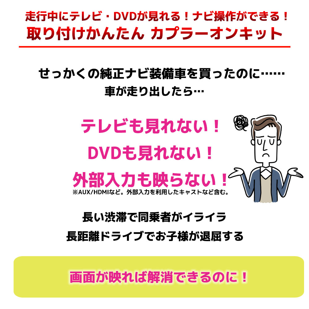 楽天市場 Tvキット 走行中テレビが見れる トヨタ Toyota ディーラーオプション Ndda W56 N105 ナビ操作ができる テレビキット テレビキャンセラー Tvキャンセラー Dvd 配線 ケーブル 走行中 テレビ 視聴 走行中テレビが見れるキット ナビ Be Nice Store