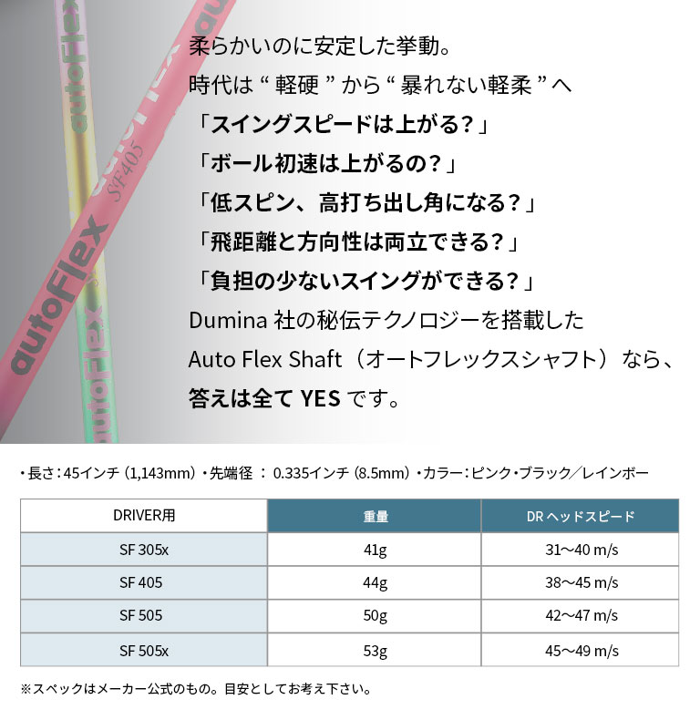 品多く オートフレックス AutoFlexShaft SF405 スリーブ無し