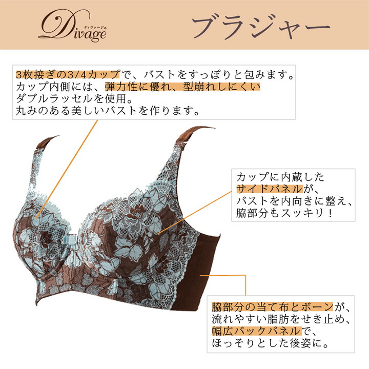 カラー エルローズ Divageシリーズ “Divage ブラジャー” 3/4カップ