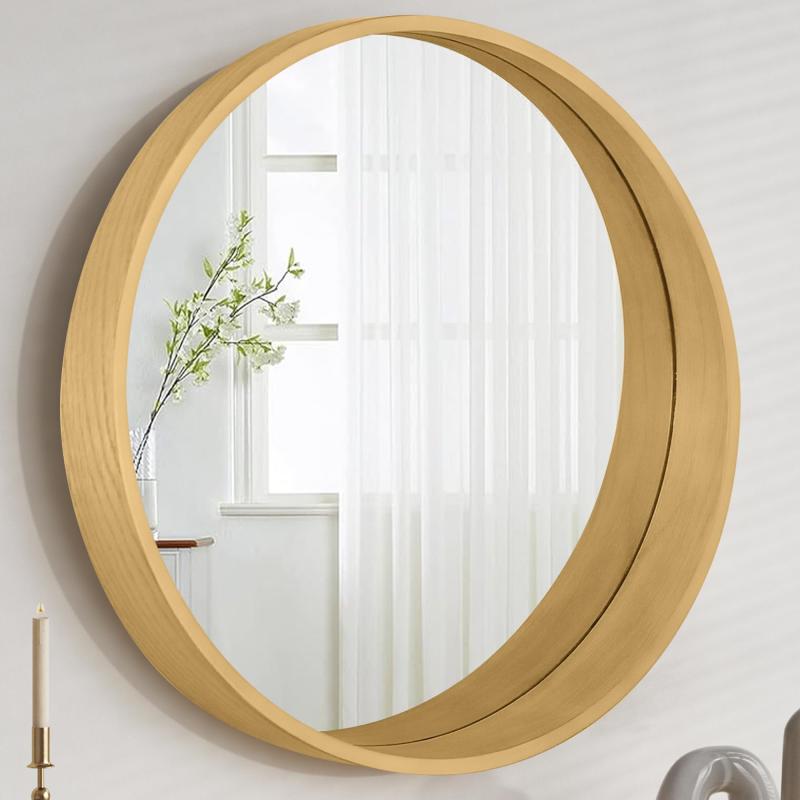 楽天市場】Browgrow 壁掛けミラー 木製 鏡 壁掛け鏡 丸型ミラー