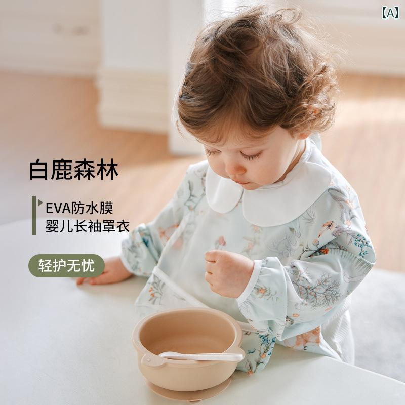 喜 ・柑 ti 赤ちゃん カバー 防水 汚れ 防止 油 赤ちゃん 補助 食 外 着 飯 兜 子供 食事 長袖反 着服