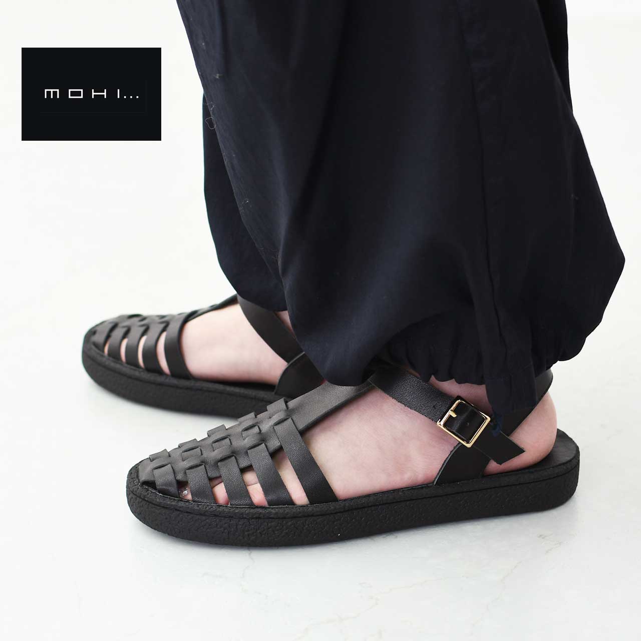 楽天市場】MOHI [モヒ]レザーグルカサンダル -ALL BLACK- [GU2