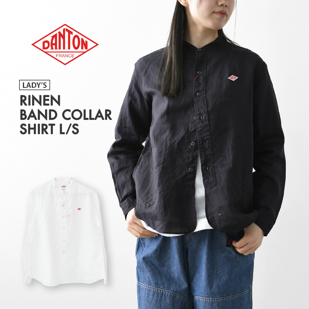 DANTON [ダントン] W RINEN BAND COLLAR SHIRT L/S [DT-B0279FLI] リネンバンドカラーシャツ・長袖・ロングスリーブ・LADY'S [2026SS]