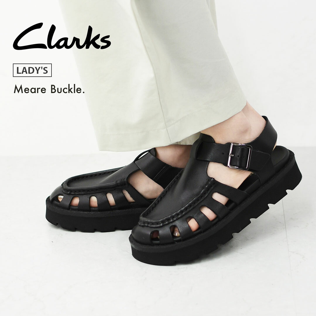 Clarks [クラークス正規販売店] Meare Buckle. [26181022] メアバックル・サンダル・ブラックレザー・レディースサンダル・ソフトフットベッド・バックルデザイン・カジュアル・LADY'S [2026SS] 16,170円