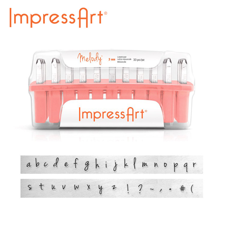 インプレスアート 置き手紙消し印 Melody 小文字 U0001/3/3  名まえお皿 文字 なめし革 申し立て DIY ドッグプレート ドッグタグ 頸飾り なめし革手工芸品 名札
