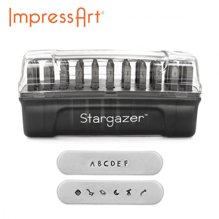 ネームタグ 刻印 名入れ インプレスアート シグネチャー レタースタンプ　Stargazer 大文字 U0007/2/2 ネームプレート アルファベット レザー メッセージ DIY ドッグプレート ドッグタグ 首輪 レザークラフト 名札｜DIYインテリア rooming ルーミング