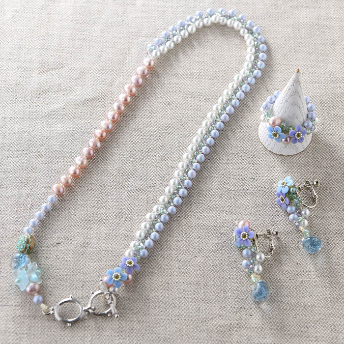 勿忘草のステッチネックレス 作家 Narumido キット 手作りキット ハンドメイドキット ビーズキット アクセサリー ビーズ 忘れな草 雨 梅雨 送料無料 Highsoftsistemas Com Br