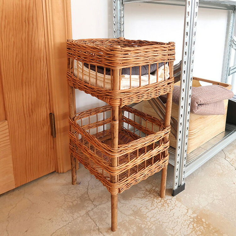 楽天市場】バスケット アラログ 2段 収納 おしゃれ ランドリーラック