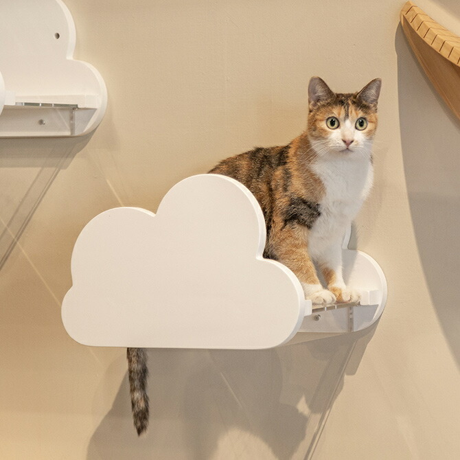 MYZOO マイズー Moku キャットステップ ホワイト  猫 キャットステップ キャットウォーク 壁付け 壁掛け 雲 木製 透明 MY ZOO 北欧