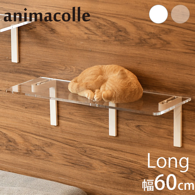 animacolle アニマコレ Catroad+ ロングステップ 幅60cm  猫 賃貸 小さい穴 キャットステップ キャットウォーク 壁 DIY ロング キャットタワー ホワイト 白 おしゃれ