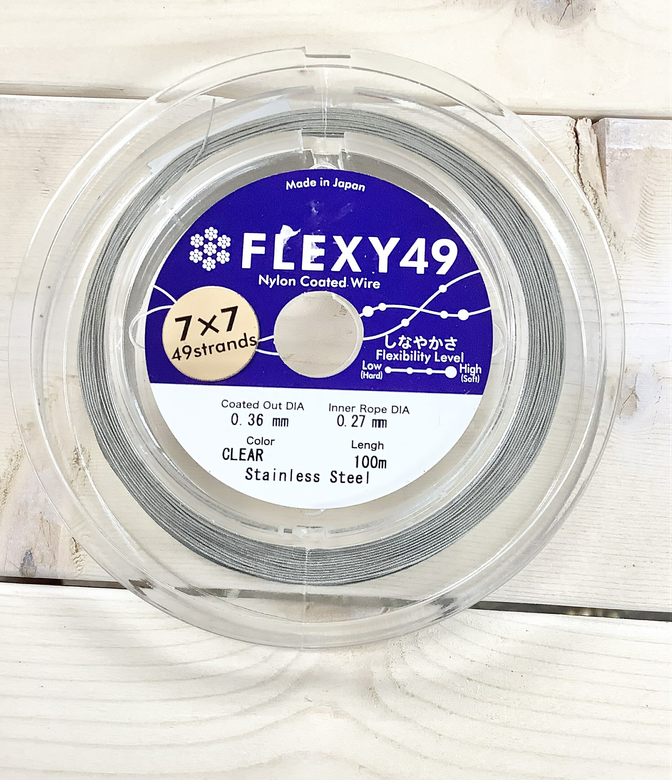 日本製　スーパーナイロンワイヤー　7ｘ7　0.27ｍｍ　100ｍ巻