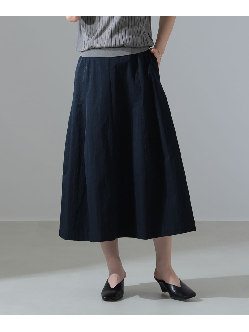 【SALE／60%OFF】シャイニー ベルフレア スカート Demi-Luxe BEAMS ビームス アウトレット スカート その他のスカート ベージュ ネイビー【RBA_E】【送料無料】[ Fashion]