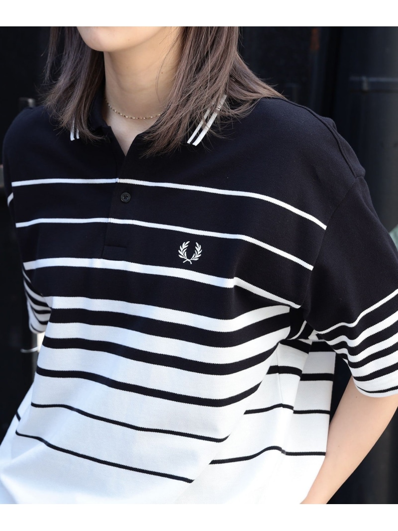 【SALE／40%OFF】【別注】FRED PERRY / リラックス ストライプ ピケ ポロシャツ BEAMS ビームス アウトレット トップス ポロシャツ ブルー【RBA_E】【送料無料】[ Fashion]