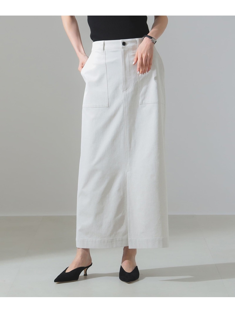 【SALE／60%OFF】ローウエスト タイト スカート Demi-Luxe BEAMS ビームス アウトレット スカート その他のスカート ホワイト ネイビー【RBA_E】【送料無料】[ Fashion]