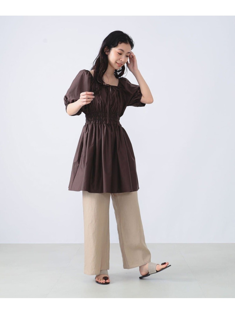 【SALE／60%OFF】Devotion TWINS / コットンギャザー ショートドレス Demi-Luxe BEAMS ビームス アウトレット ワンピース・ドレス その他のワンピース・ドレス ベージュ ブラウン【RBA_E】【送料無料】[ Fashion]
