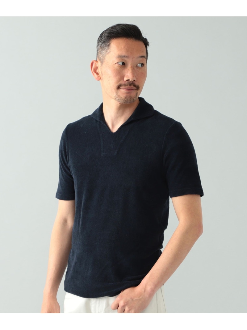 【SALE／50%OFF】GRAN SASSO / 別注 パイル スキッパー ポロシャツ Brilla per il gusto ビームス アウトレット トップス ポロシャツ ブルー ホワイト ネイビー【RBA_E】【送料無料】[ Fashion]