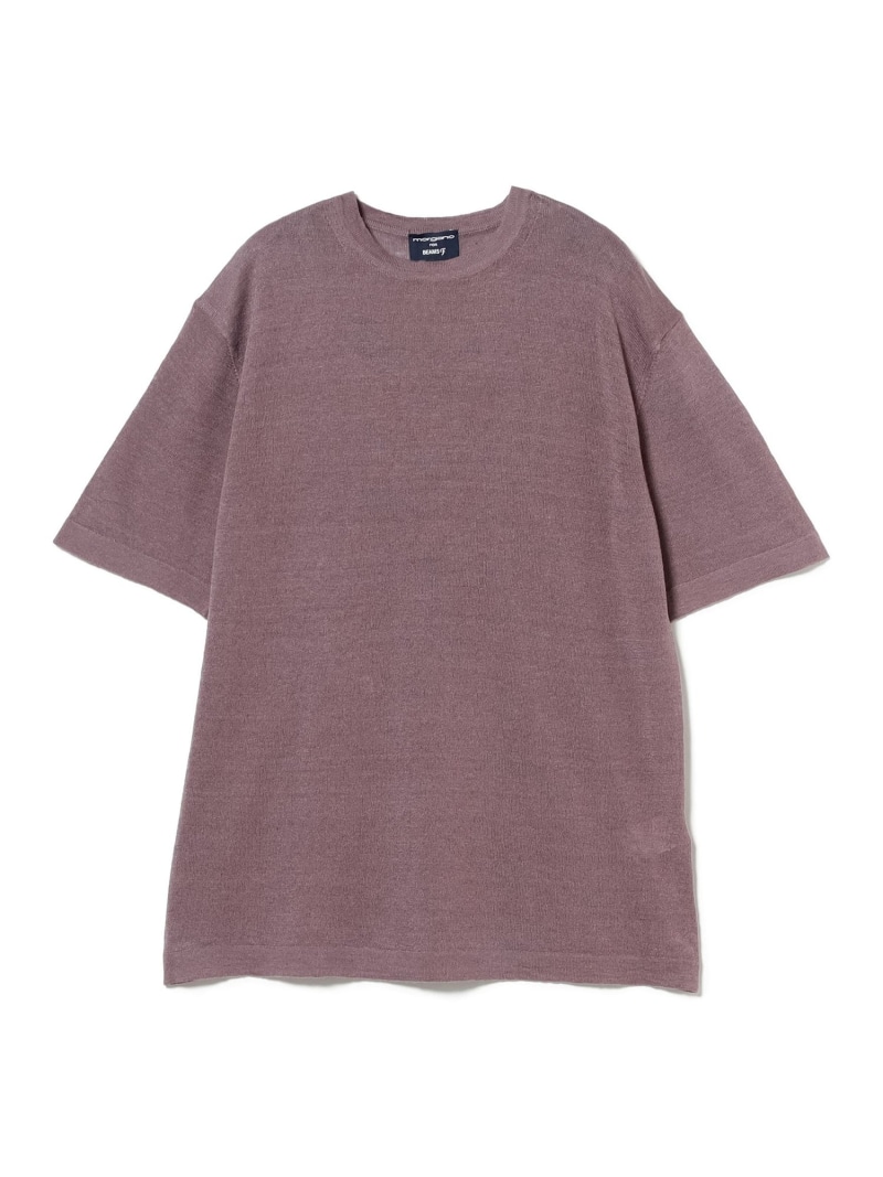 【SALE／30%OFF】【別注】MORGANO / リネンコットン クルーネック ニットTシャツ BEAMS F ビームス アウトレット トップス カットソー・Tシャツ グレー ブラック【RBA_E】【送料無料】[ Fashion]