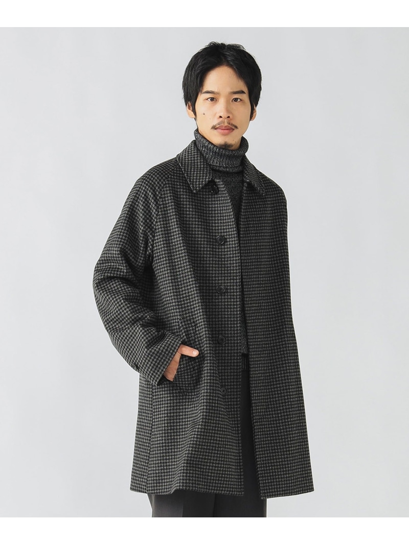 【SALE／60%OFF】140Sウール チェック柄 ステンカラーコート BEAMS HEART MEN ビームス アウトレット ジャケット・アウター その他のジャケット・アウター ネイビー グレー【RBA_E】【送料無料】[ Fashion]｜BEAMS OUTLET