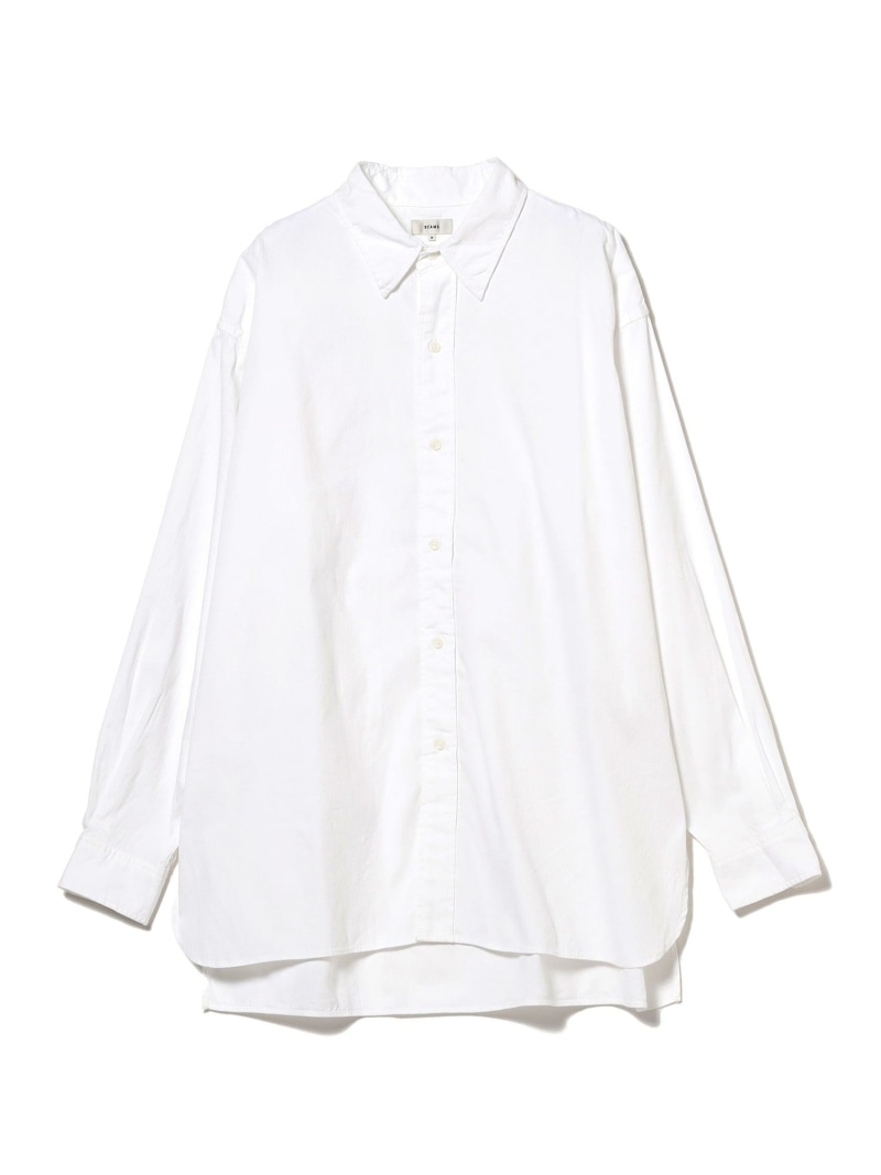 【SALE／40%OFF】BEAMS / スリット ミニレギュラーカラー シャツ BEAMS ビームス アウトレット トップス シャツ・ブラウス ホワイト ネイビー【RBA_E】【送料無料】[ Fashion]