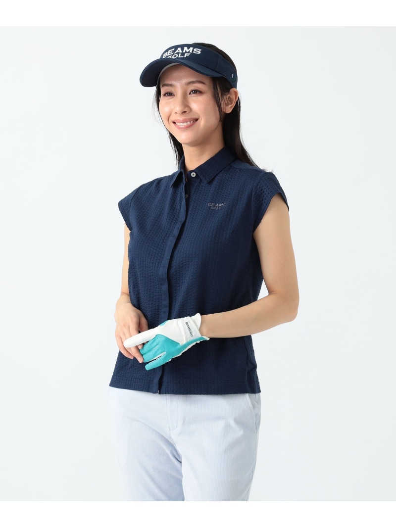 【SALE／60%OFF】PURPLE LABEL / サッカー ストライプ シャツ BEAMS GOLF PURPLE LABEL ビームス アウトレット トップス スウェット・トレーナー グリーン ネイビー【RBA_E】【送料無料】[ Fashion]