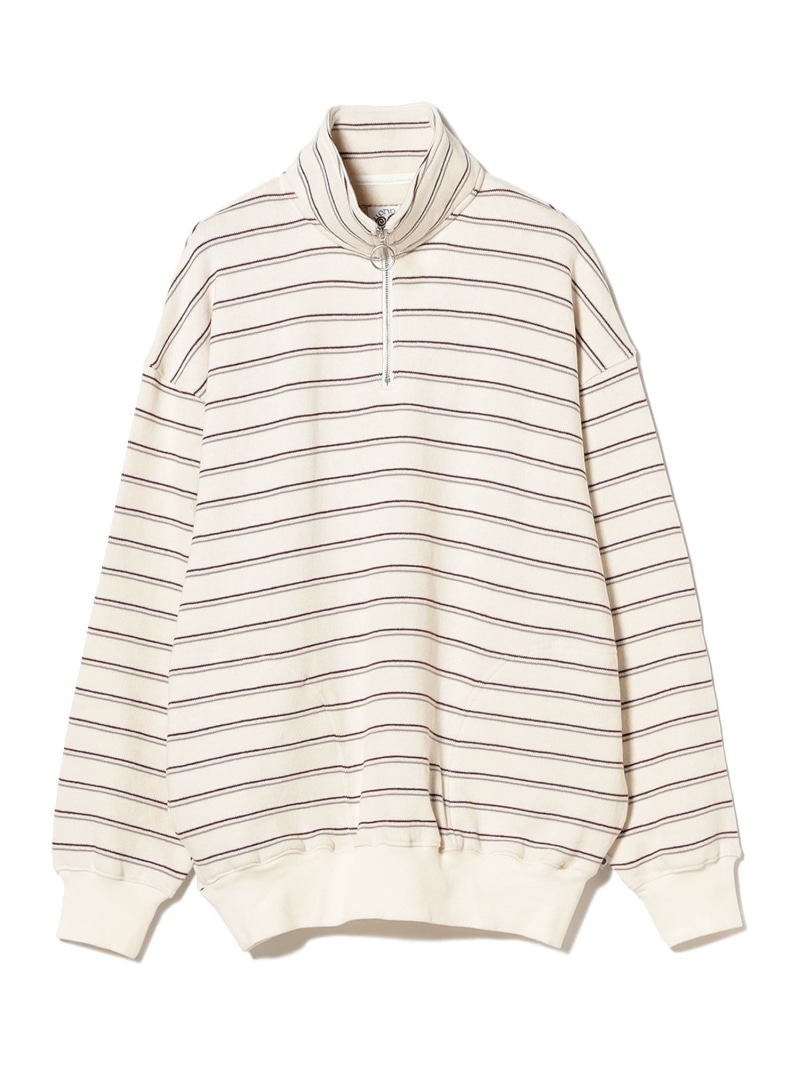 【SALE／50%OFF】SAYHELLO / Harf Zip Border BEAMS T ビームス 逃げ口 トップス スウェット・トレーナー ベージュ【RBA_E】【貨物輸送無料】[ Fashion]