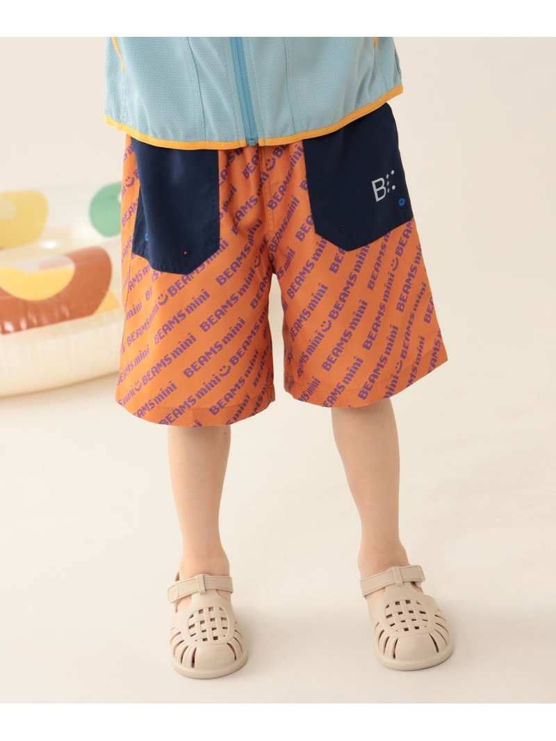 【SALE／50%OFF】BEAMS mini / ロゴ スイムショーツ(Boys 100~130cm) BEAMS mini ビームス アウトレット 水着・スイムグッズ 水着 オレンジ ブルー【RBA_E】[Rakuten Fashion]画像
