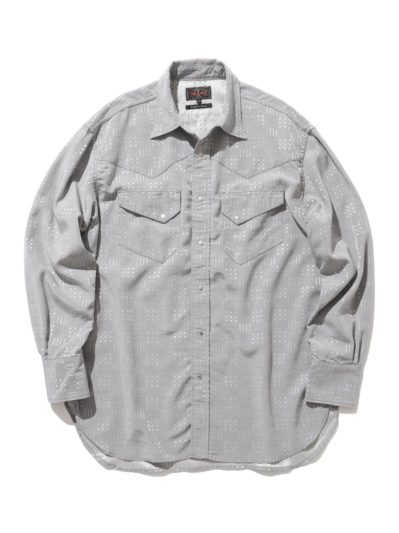【SALE／60%OFF】ジャカード ウエスタン シャツ BEAMS PLUS ビームス アウトレット トップス シャツ・ブラウス グレー グリーン【RBA_E】【送料無料】[ Fashion]｜BEAMS OUTLET