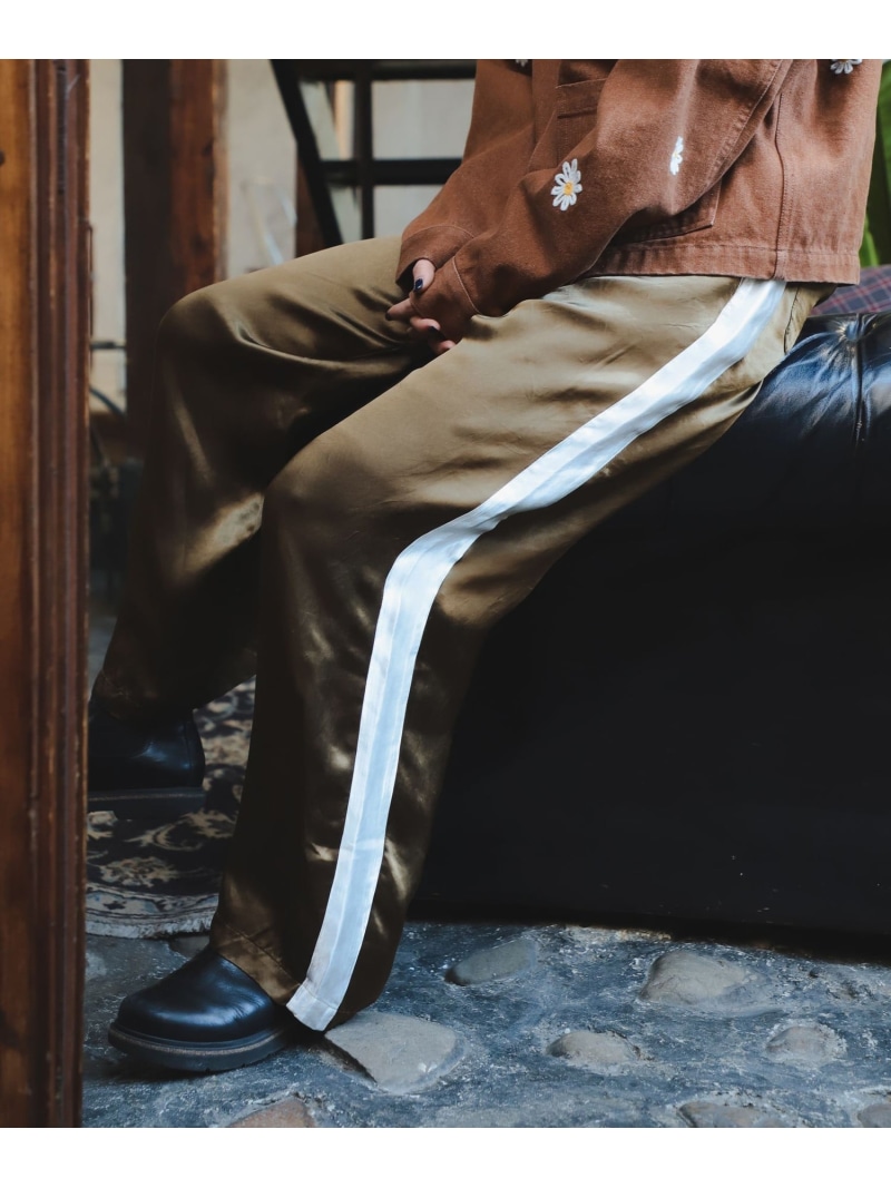 【SALE／40%OFF】ambiance / Satin Line Pants(S~M) B:MING by BEAMS ビームス アウトレット パンツ その他のパンツ ネイビー グリーン【RBA_E】【送料無料】[ Fashion]