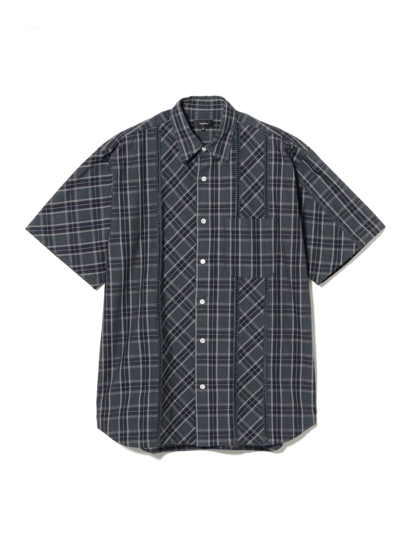 【SALE／50%OFF】レース タータンチェックシャツ BEAMS ビームス アウトレット トップス シャツ・ブラウス ネイビー グレー【RBA_E】【送料無料】[ Fashion]