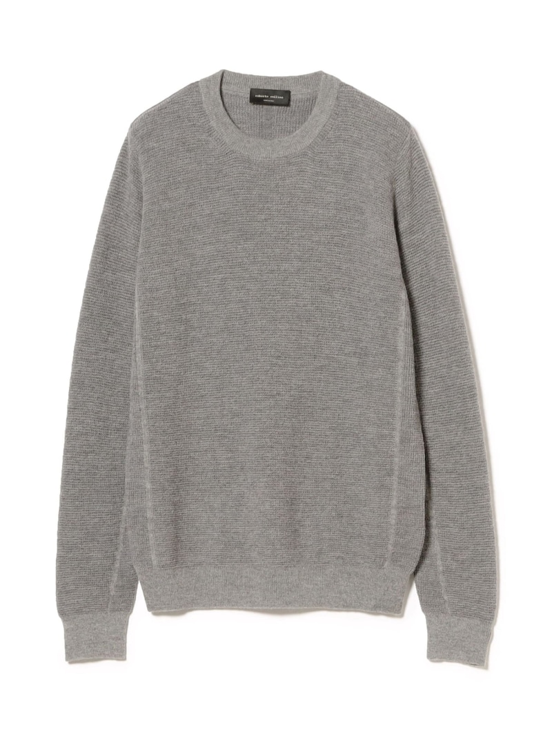 【SALE／40%OFF】ROBERTO COLLINA / ミックスファブリック クルーネックニット Brilla per il gusto ビームス 逃げ道 トップス 編み物 ベージュ 薄墨色【RBA_E】【貨物輸送無料】[ Fashion]