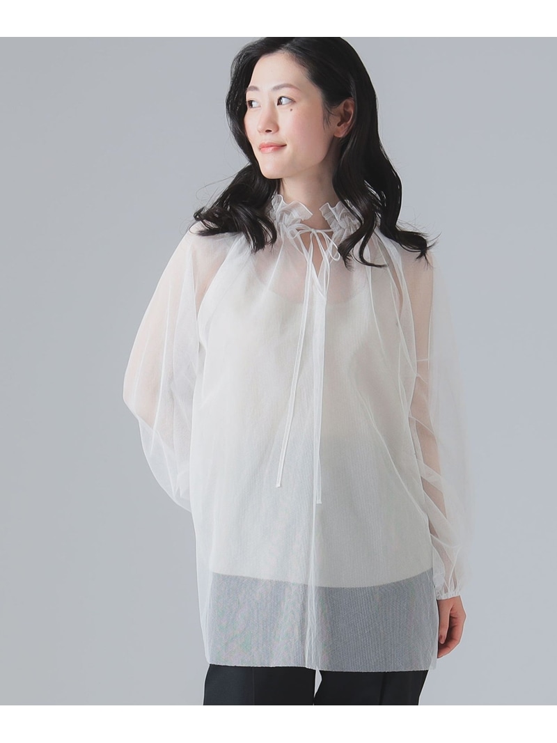 【SALE／60%OFF】コットン チュール ブラウス EFFE BEAMS ビームス アウトレット トップス シャツ・ブラウス ホワイト【RBA_E】【送料無料】[ Fashion]
