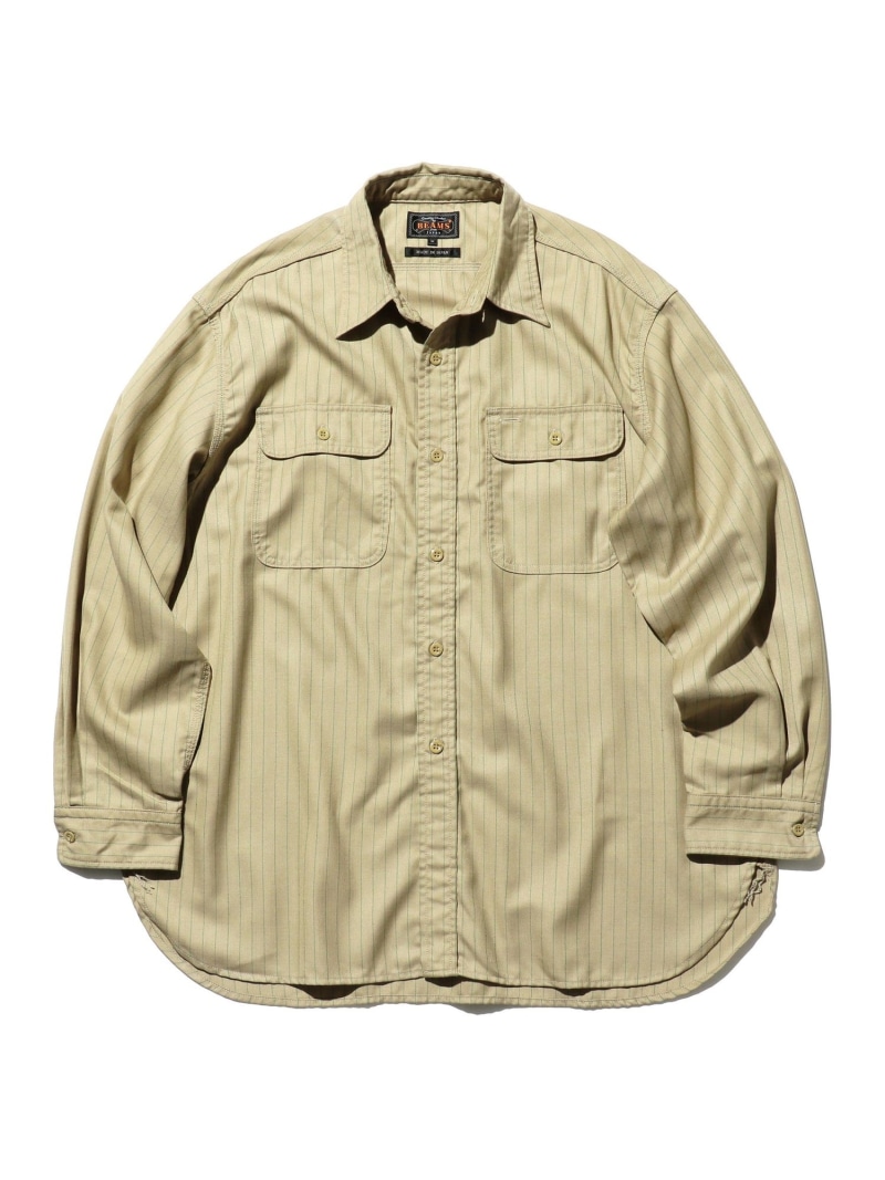 【SALE／40%OFF】WORK Uniform Serge Pin Stripe BEAMS PLUS ビームス アウトレット トップス シャツ・ブラウス カーキグリーン グレー【RBA_E】【送料無料】[ Fashion]｜BEAMS OUTLET