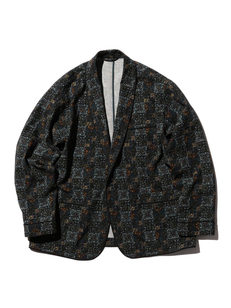 【SALE／60%OFF】BEAMS PLUS / スラブ メッシュ プリント 1ボタン スモーキング ジャケット BEAMS PLUS ビームス アウトレット ジャケット・アウター テーラードジャケット・ブレザー ブラウン ネイビー【RBA_E】【送料無料】[ Fashion]