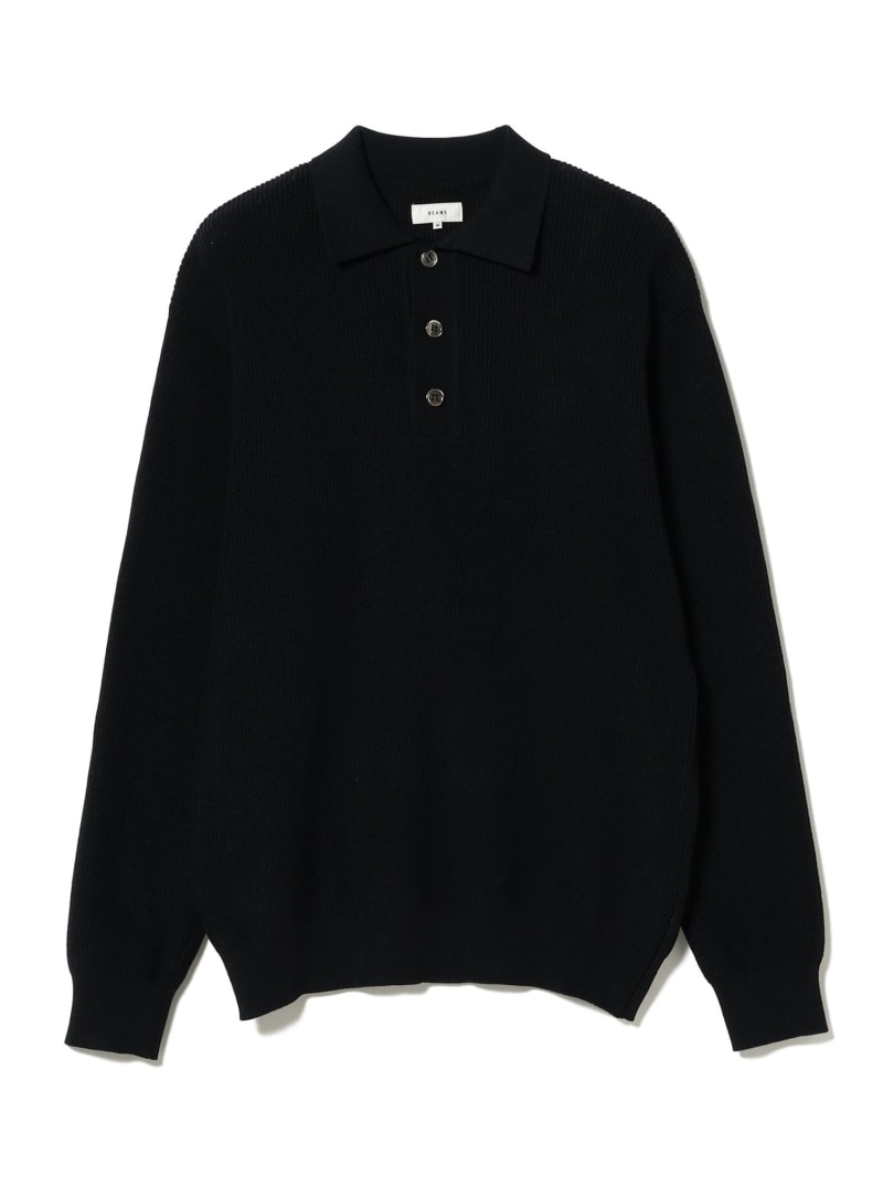 【SALE／30%OFF】12ゲージ リブニット ポロシャツ BEAMS ビームス アウトレット トップス ニット ネイビー グレー ブラック【RBA_E】【送料無料】[ Fashion]