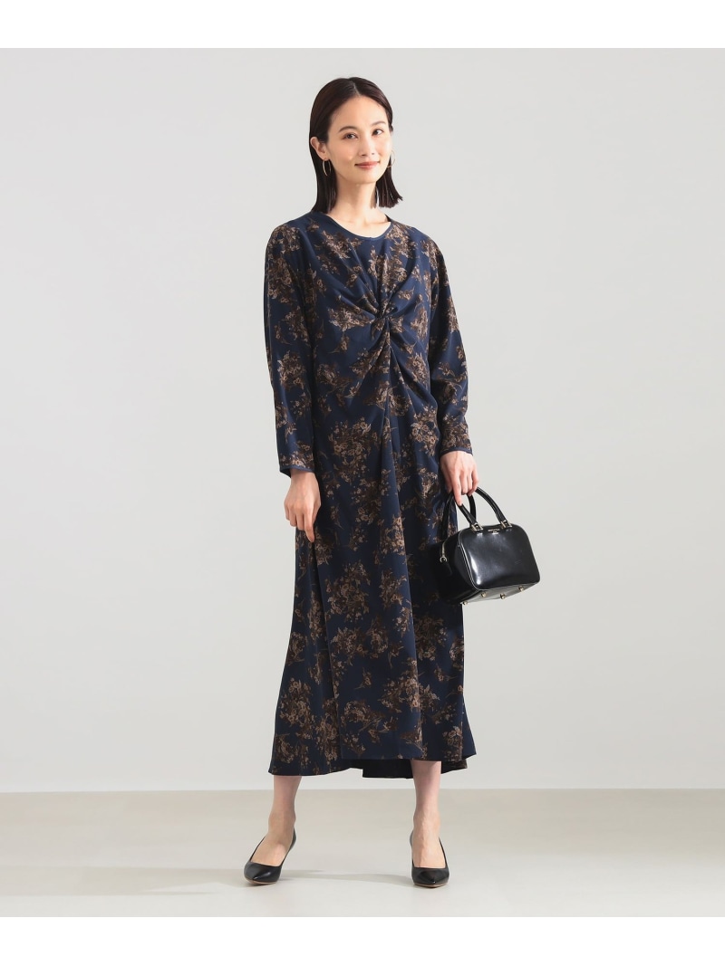 【SALE／50%OFF】ブーケプリント ツイストワンピース Demi-Luxe BEAMS ビームス アウトレット ワンピース・ドレス その他のワンピース・ドレス ネイビー【RBA_E】【送料無料】[ Fashion]｜BEAMS OUTLET