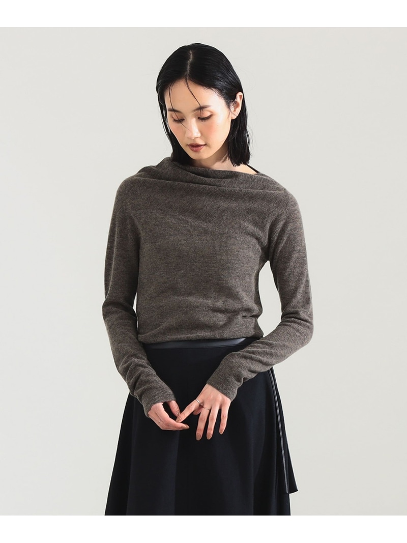 【SALE／20%OFF】AK+1 / 片畦 アシメトリーネック プルオーバー Demi-Luxe BEAMS ビームス アウトレット トップス ニット ベージュ ブラウン【RBA_E】【送料無料】[ Fashion]｜BEAMS OUTLET