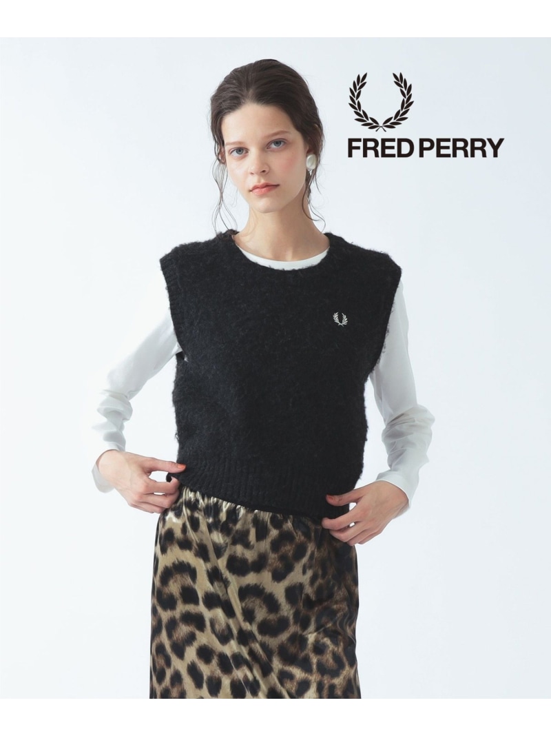 【別注】FRED PERRY フラッフィー ベスト Ray BEAMS ビームス ウイメン トップス ベスト・ジレ ブルー グレー【先行予約】*【送料無料】[ Fashion]｜BEAMS／ビームス