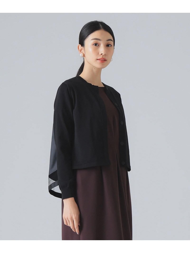 バック タフタ カーディガン EFFE BEAMS デミルクス ビームス トップス カーディガン ブラック ネイビー【送料無料】[ Fashion]