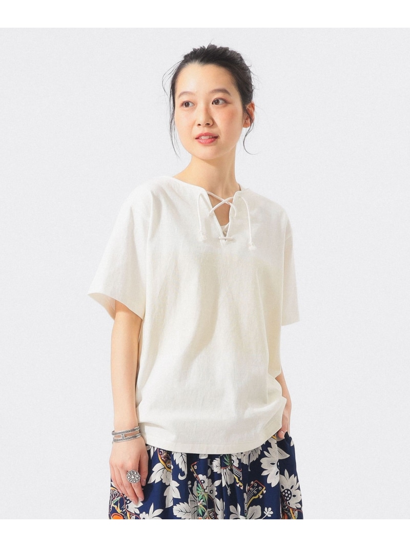 ワイド ボーダー ショートスリーブ BEAMS BOY ビームス ウイメン トップス カットソー・Tシャツ グリーン ホワイト【送料無料】[ Fashion]