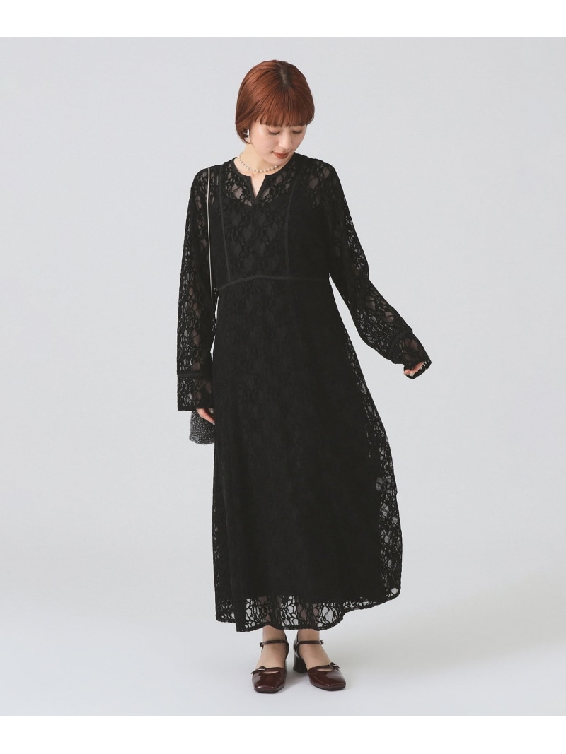 【SALE／50%OFF】【5/14ー新規値下げ】レース キーネック ワンピース 手洗い可能 シアー 26SS きれいめ/ロング丈/オケージョン/2次会/パーティー/セレモニー Ray BEAMS ビームス ウイメン ワンピース・ドレス その他のワンピース・【RBA_E】【送料無料】[ Fashion]｜BEAMS／ビームス