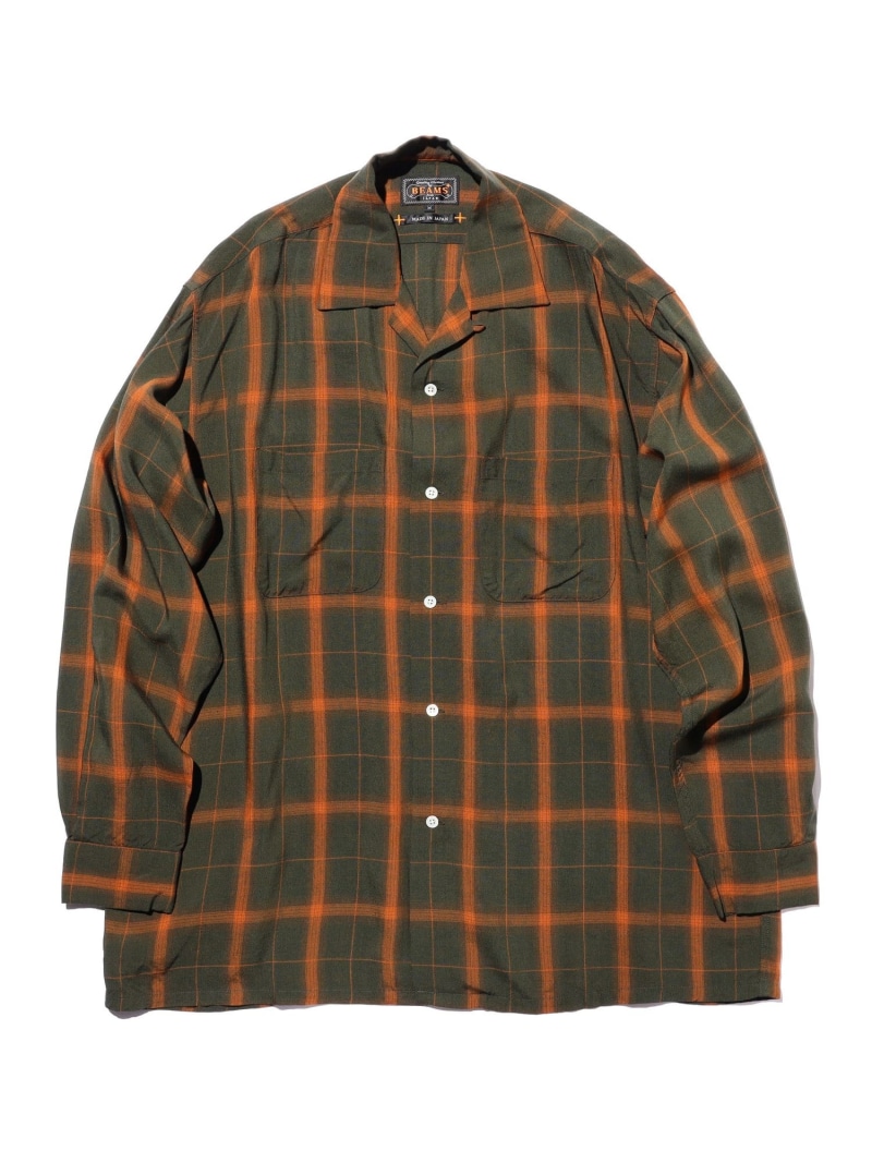 Open Collar Ombre Plaid BEAMS PLUS ビームス メン トップス シャツ・ブラウス グリーン ブラック【送料無料】[ Fashion]