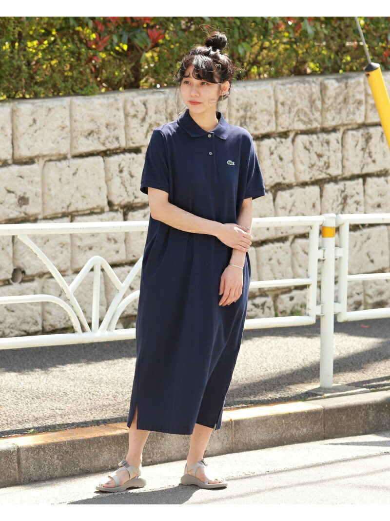Lacoste Beams Boy 別注 ピケ ワン小片 Beams Boy ビームス ウイメン ワンピース 半袖ワンピース 褐 墨染め カーキ 貨物輸送無料 Rakuten Fashion Acilemat Com