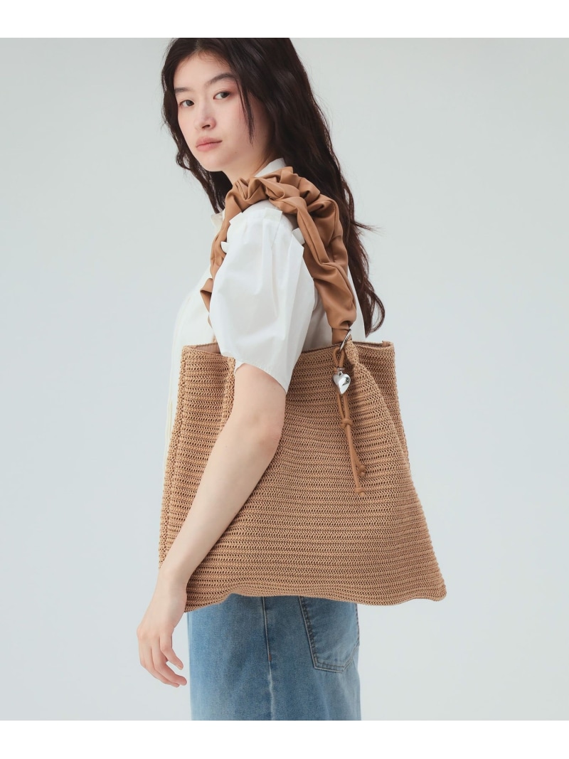 ギャザー手持ち部分 引きつける付 トートバッグ 26SS 夏新作 かご御徒面子 旅する たまり場 BEAMS HEART WOMEN ビームス ハート形 御徒面子 トートバッグ 赤銅色 黒いこと【貨物輸送無料】[ Fashion]