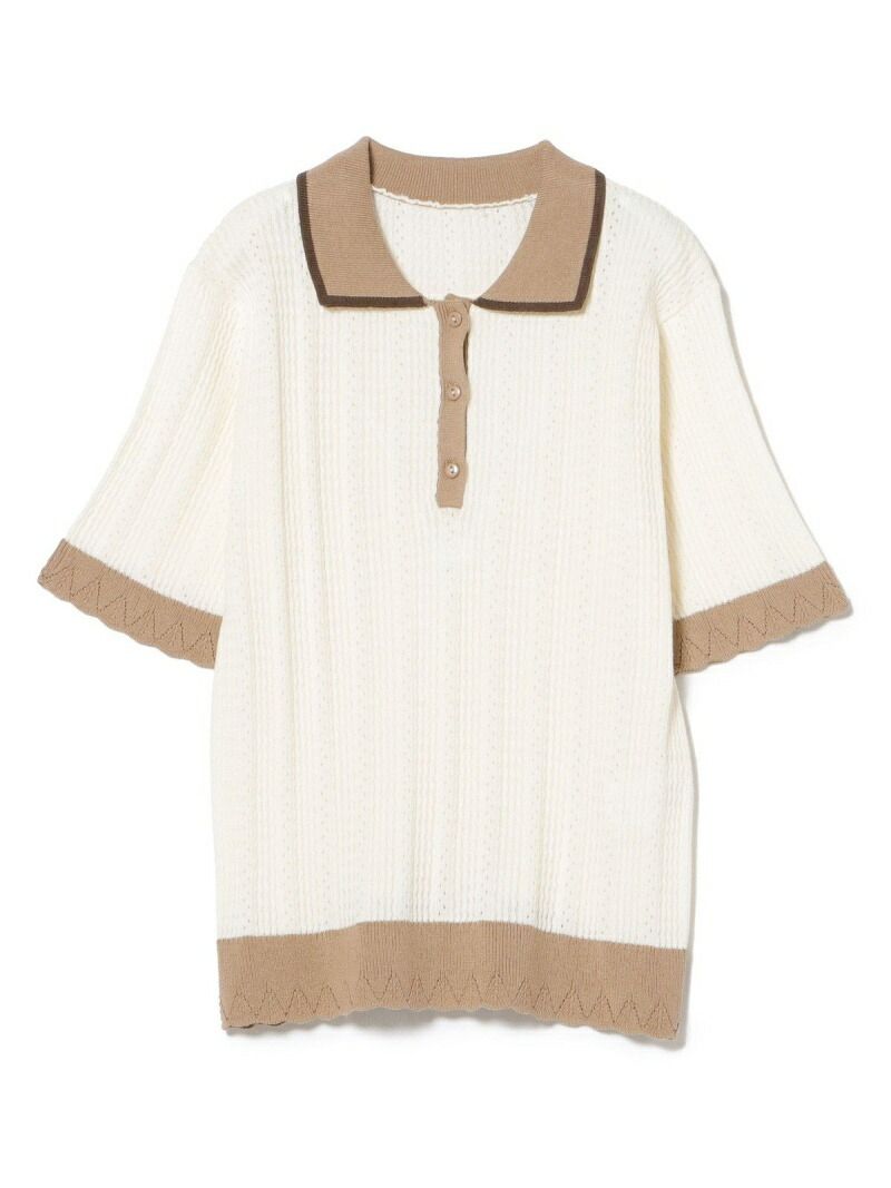 Beams Heart 透かし編み 編地 ポロジャージ Beams Heart ビームス 心 カットソー ポロシャツ 黒ん坊 ベージュ 送料無料 Rakuten Fashion Beams Heart レディース カットソー ビームス ハート Parijatak Com