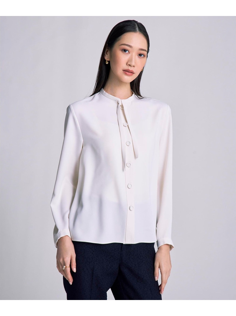 ダブルクロス リボン ブラウス EFFE BEAMS デミルクス ビームス トップス シャツ・ブラウス ホワイト【送料無料】[ Fashion]
