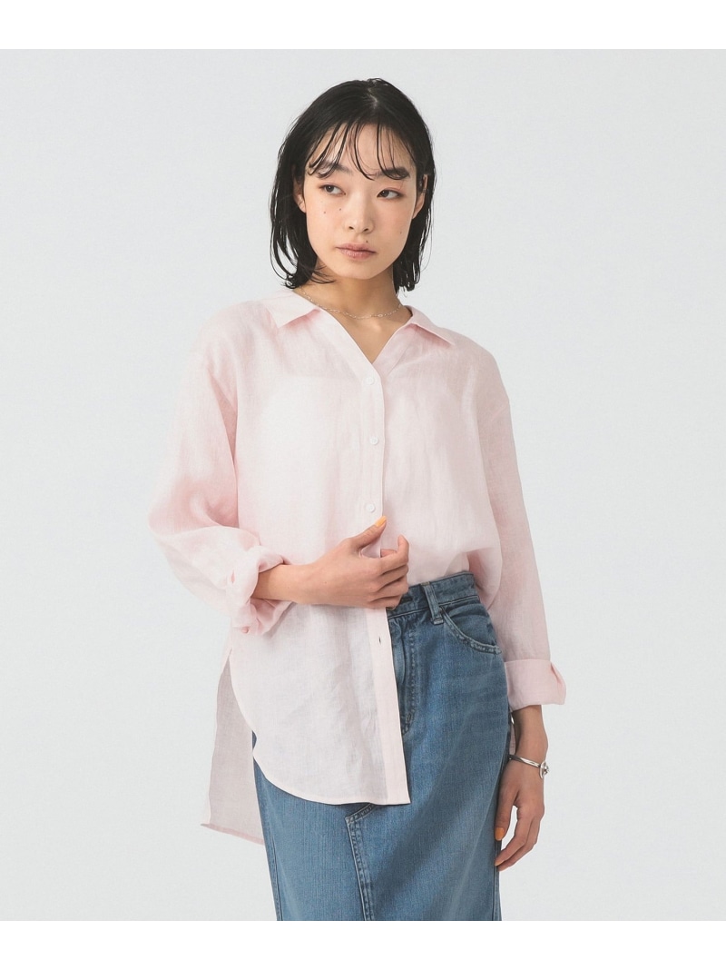 リネン スキッパー シャツ Ray BEAMS ビームス ウイメン トップス シャツ・ブラウス ピンク ブルー ブラウン【送料無料】[ Fashion]