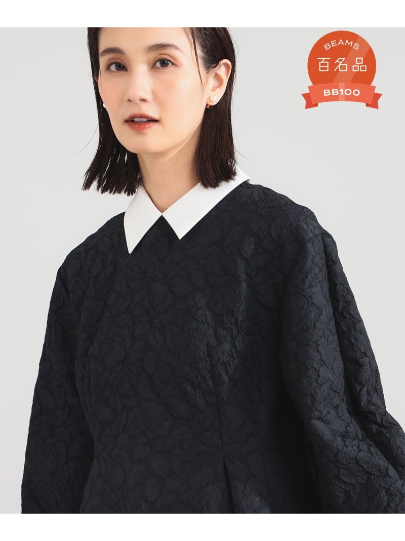【SALE／50%OFF】【ビームスの百名品】フクレ織り アタッチドカラー ブラウス* Demi-Luxe BEAMS デミルクス ビームス トップス シャツ・ブラウス ブラック ホワイト【RBA_E】【送料無料】[ Fashion]｜BEAMS／ビームス 9,900円