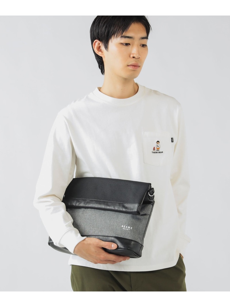 シャンブレー 杢原料品 渦巻き ショルダーバッグ BEAMS HEART MEN ビームス ハート形 御徒面子 ショルダーバッグ 黒いこと 薄墨色【貨物輸送無料】[ Fashion]